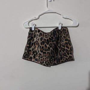 Leopard Sequin Hot Pant Short Shorts Sz S Glam Party Y2K Clubwear
